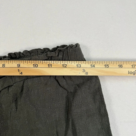 Allie Rose Belted Linen Shorts Womens Size M Elastic Waist Pockets Smoke Green - Picture 3 of 10